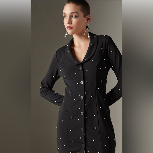 New Francesca’s Lucile Pearl Embellished Blazer Mini Dress, Holiday Dress - Picture 2 of 6